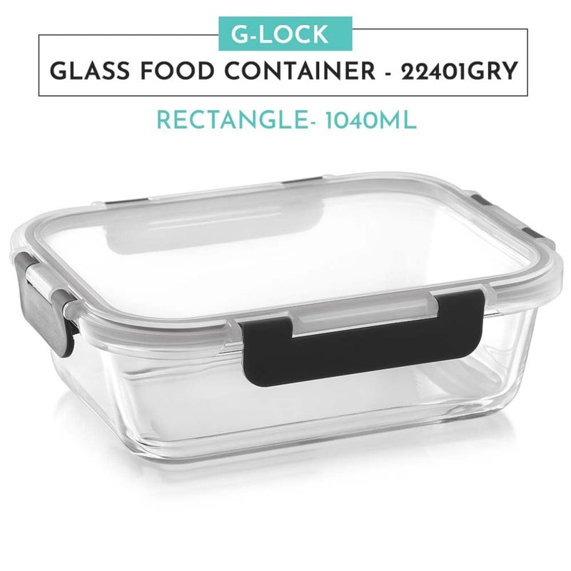 Magnus Magnus G-Lock Glass Lunch Box – 1040ML Rectangle Container with Break-Free Detachable Lock – Oven & Microwave Safe Borosilicate Glass – Kitchen Essentials, Lunch Boxes for Office Men - Image 2