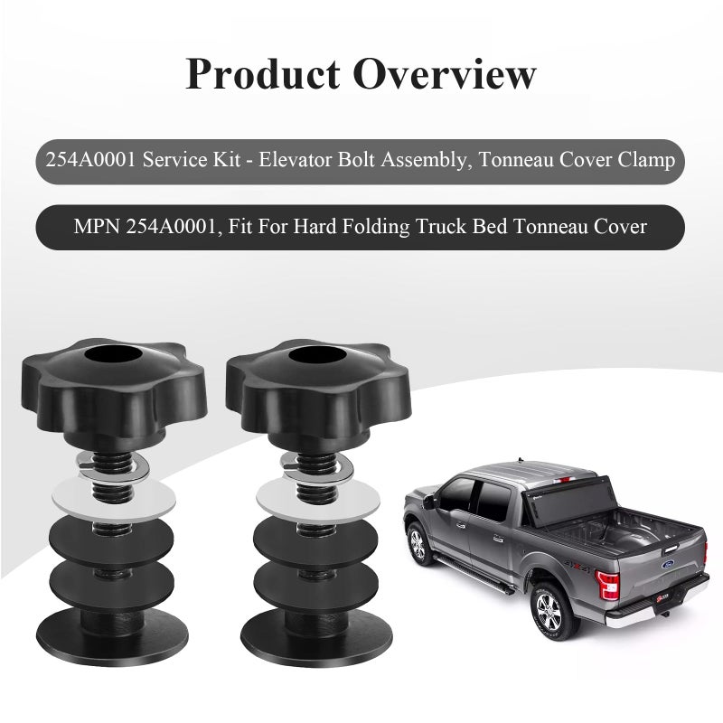 WFCYX 2 Set 254A0001 Tonneau Cover Clamp Service Kit - Elevator Bolt Assembly, Fit for Hard Folding Truck Bed Tonneau Cover, Universal Fit - Image 2