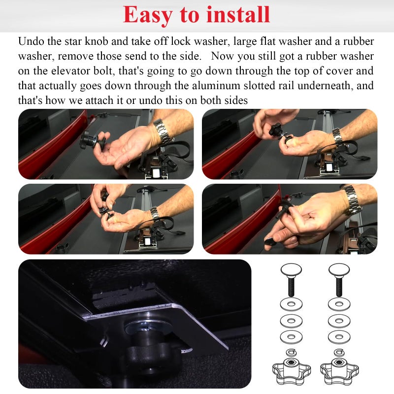 WFCYX 2 Set 254A0001 Tonneau Cover Clamp Service Kit - Elevator Bolt Assembly, Fit for Hard Folding Truck Bed Tonneau Cover, Universal Fit - Image 5
