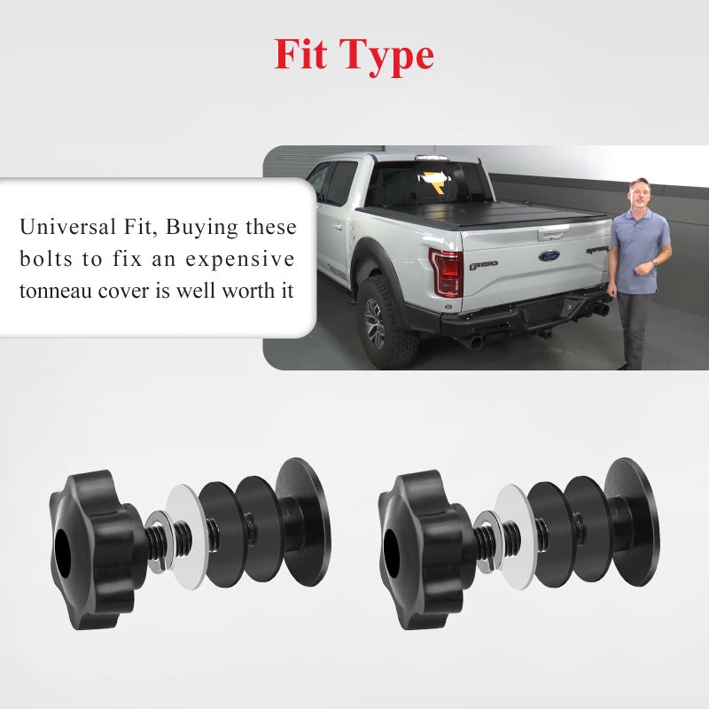 WFCYX 2 Set 254A0001 Tonneau Cover Clamp Service Kit - Elevator Bolt Assembly, Fit for Hard Folding Truck Bed Tonneau Cover, Universal Fit - Image 3