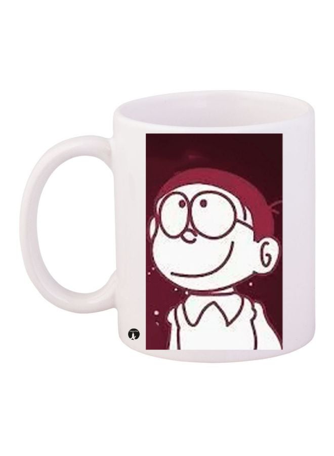 Cartoon Printed Coffee Mug White/Brown 11ounce