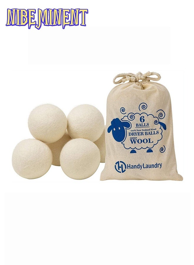 NIBEMINENT Wool Dryer Balls - Natural Fabric Softener, Reusable, Reduces Clothing Wrinkles and Saves Drying Time, Better Alternative to Plastic Balls and Liquid Softener (Pack of 6) - Image 1