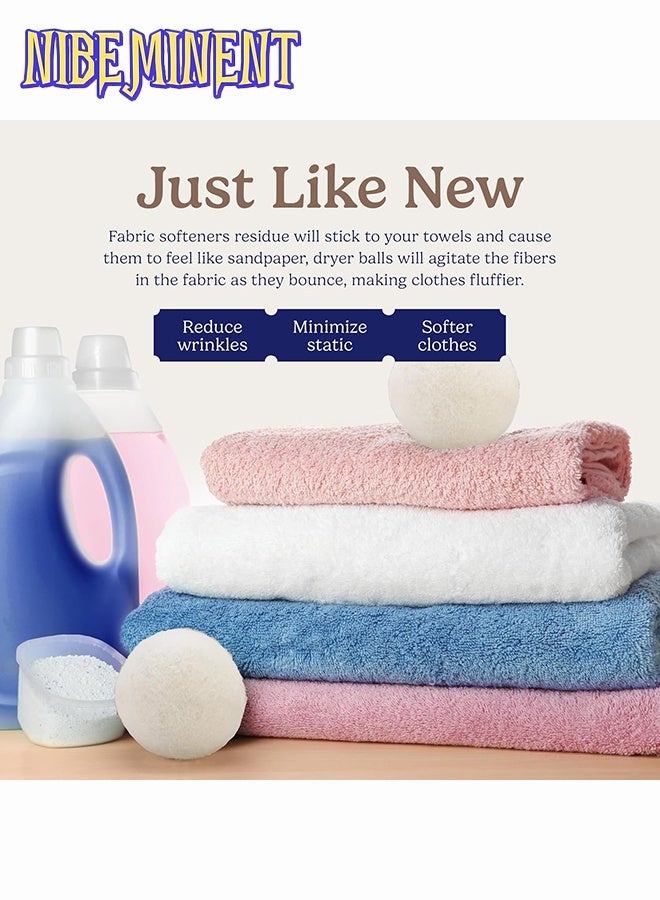 NIBEMINENT Wool Dryer Balls - Natural Fabric Softener, Reusable, Reduces Clothing Wrinkles and Saves Drying Time, Better Alternative to Plastic Balls and Liquid Softener (Pack of 6) - Image 5