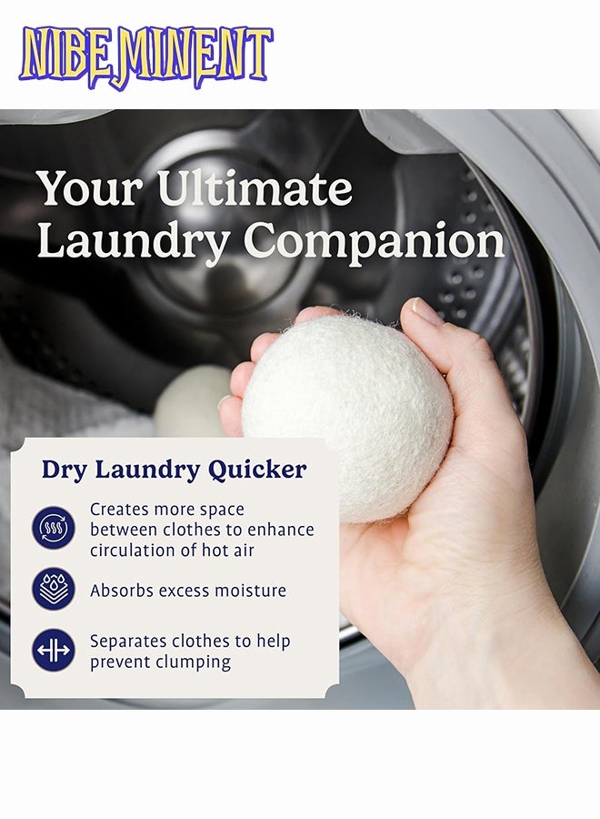 NIBEMINENT Wool Dryer Balls - Natural Fabric Softener, Reusable, Reduces Clothing Wrinkles and Saves Drying Time, Better Alternative to Plastic Balls and Liquid Softener (Pack of 6) - Image 3