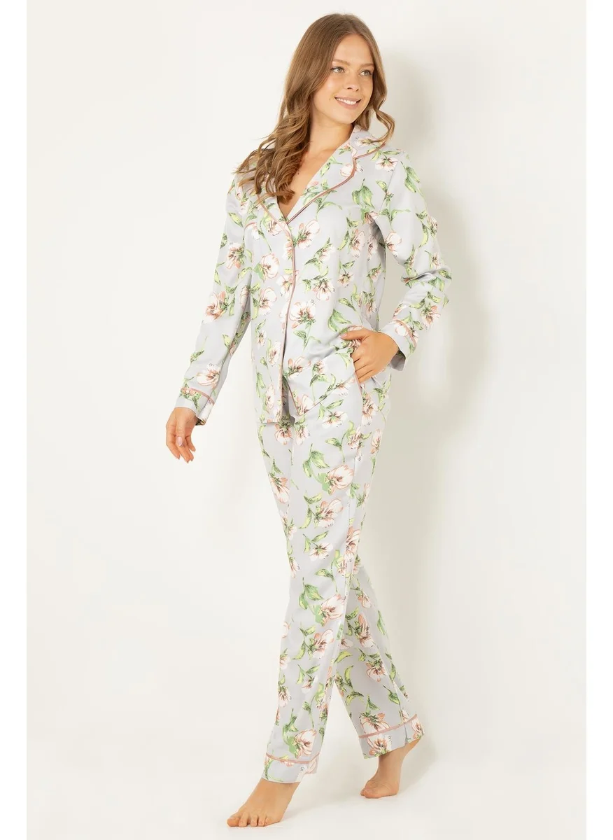 DoReMi Floral Natural Viscose Soft Buttoned Pajama Set