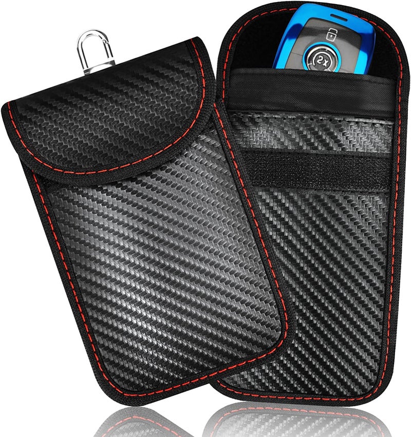 Generic GOODEN ATIM Upgraded Faraday Bag for Key Fob (2 Pack),Premium Faraday Key Fob Protector– Car RFID Signal Blocking, Car Security Protection Pouch, Anti-Theft Pouch, Anti-Hacking Case Blocker-Black. - Image 1