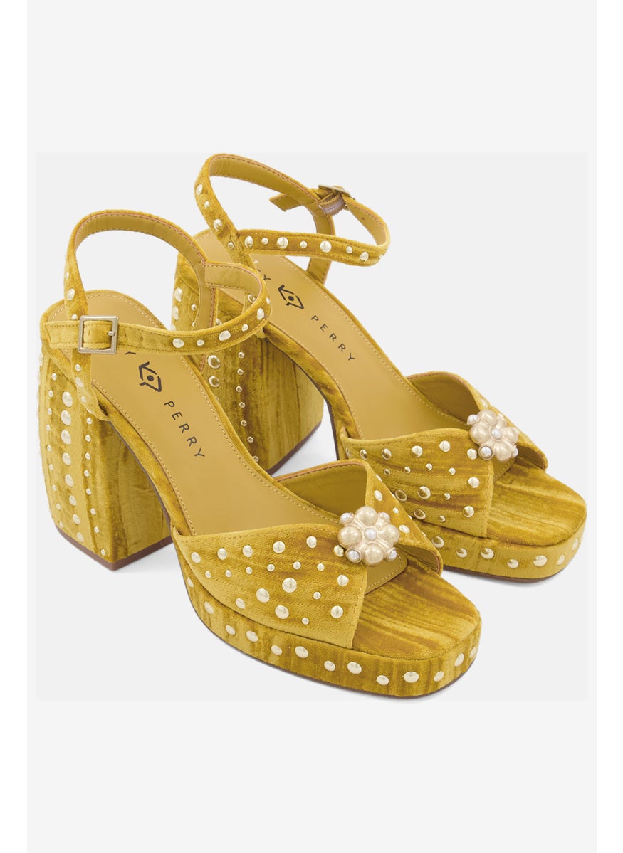 Katy Perry Women Medium The Meadow Adjustable Buckle Closure Sandals, Gold  - Image 1