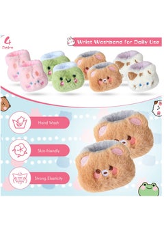 Excefore 4 Pairs Wristbands For Washing Face Cute Spa Face Washing Wristbands Adjustable Elastic Cartoon Absorbent Cat Wrist Wash Towels For Women Girls Kids Prevent Water From Spilling Down Your Arms  - Image 3