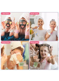 Excefore 4 Pairs Wristbands For Washing Face Cute Spa Face Washing Wristbands Adjustable Elastic Cartoon Absorbent Cat Wrist Wash Towels For Women Girls Kids Prevent Water From Spilling Down Your Arms  - Image 4