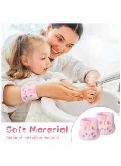 Excefore 4 Pairs Wristbands For Washing Face Cute Spa Face Washing Wristbands Adjustable Elastic Cartoon Absorbent Cat Wrist Wash Towels For Women Girls Kids Prevent Water From Spilling Down Your Arms  - Image 5