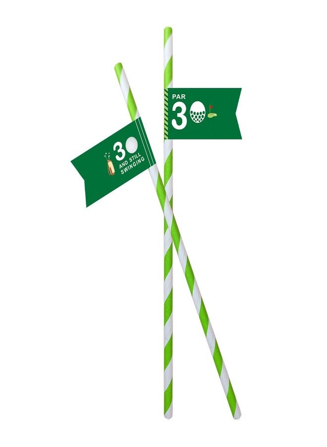 VOWFOO Golf Themed Birthday Party Straw Decor, 20 PCS Par 30 And Still Swinging Birthday Disposable Paper Cocktail Drinking Straw With Flag Tag for Par 30 Golf 30th Birthday Party Decorations (Par 30) - Image 1