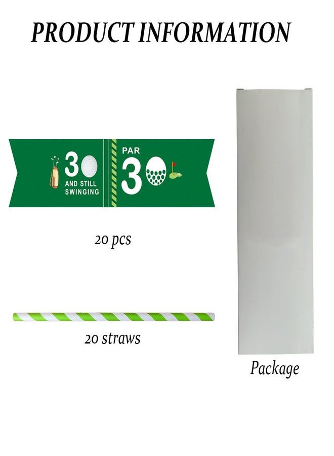VOWFOO Golf Themed Birthday Party Straw Decor, 20 PCS Par 30 And Still Swinging Birthday Disposable Paper Cocktail Drinking Straw With Flag Tag for Par 30 Golf 30th Birthday Party Decorations (Par 30) - Image 2