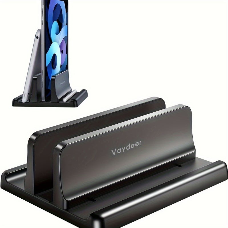 Black Vertical Laptop Stand for Cooling And Storage in an Upright Position - Image 1
