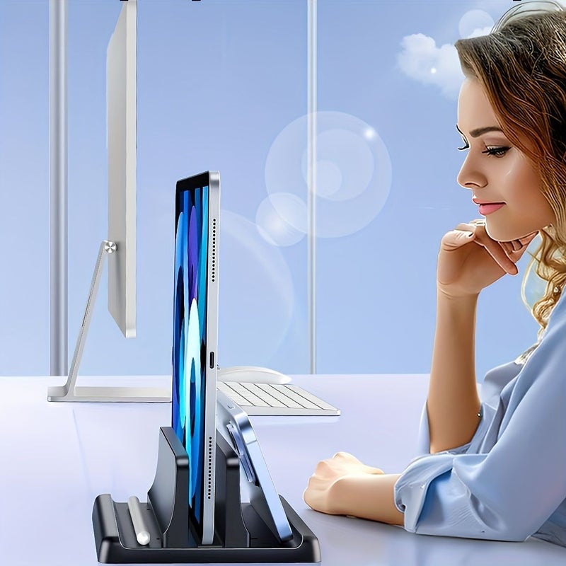 Black Vertical Laptop Stand for Cooling And Storage in an Upright Position - Image 5