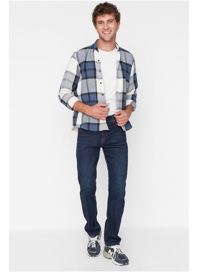trendyol - Navy Blue Stretch Fabric Regular Fit Jeans Denim Trousers TMNAW23JE00036 - Image 1