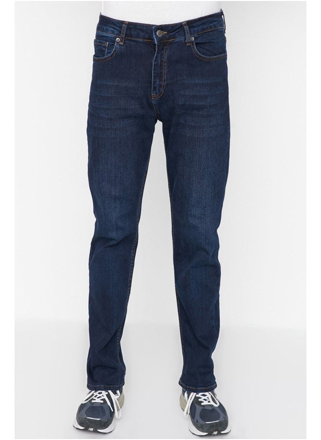 trendyol - Navy Blue Stretch Fabric Regular Fit Jeans Denim Trousers TMNAW23JE00036 - Image 1