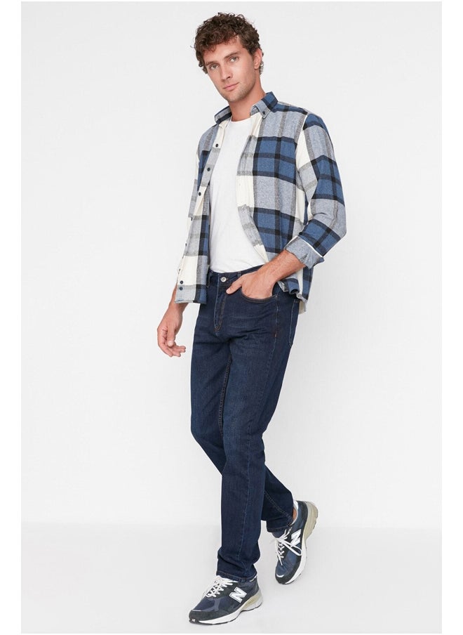 trendyol - Navy Blue Stretch Fabric Regular Fit Jeans Denim Trousers TMNAW23JE00036 - Image 1