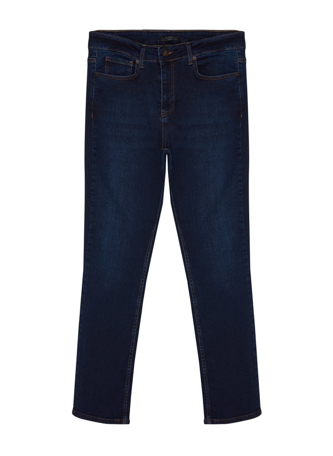trendyol - Navy Blue Stretch Fabric Regular Fit Jeans Denim Trousers TMNAW23JE00036 - Image 1