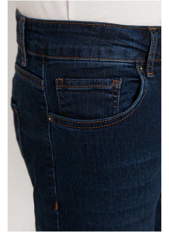 trendyol - Navy Blue Stretch Fabric Regular Fit Jeans Denim Trousers TMNAW23JE00036 - Image 1
