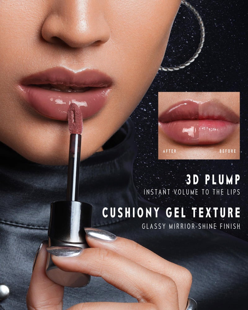 TIMEPHORIA Lunara Frost 3D Lip Gloss, 012 Dunara - Deep Brown, High-Shine Glossy Finish, Juicy Pigment Lip Gloss with 3D Plumping Effect, 24H Hydration with Hyaluronic Acid, Non-Sticky Cushiony Gel - Image 5