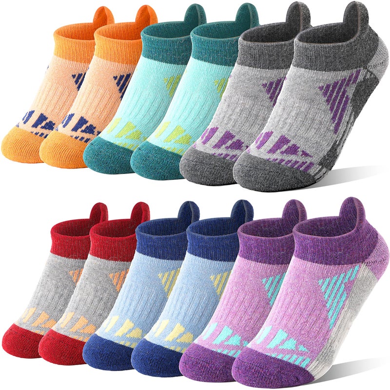 Sandsuced Kids Merino Wool Ankle Socks Girls Boys Thermal Winter Hiking Athletic Cozy Warm Thick Cushion Running No Show Gift Socks 6 Pairs Stocking Stuffers(Assorted,8-12 Years) - Image 1