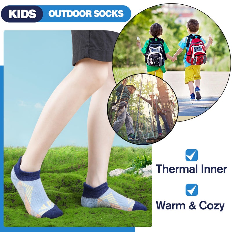 Sandsuced Kids Merino Wool Ankle Socks Girls Boys Thermal Winter Hiking Athletic Cozy Warm Thick Cushion Running No Show Gift Socks 6 Pairs Stocking Stuffers(Assorted,8-12 Years) - Image 4