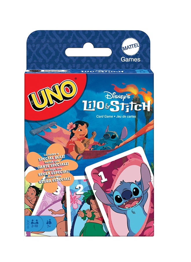 Mattel Games UNO Disney’s Lilo and Stitch Card Game for Kids, Adults & Family with Deck & Special Rule Inspired by the Movie  - Image 1