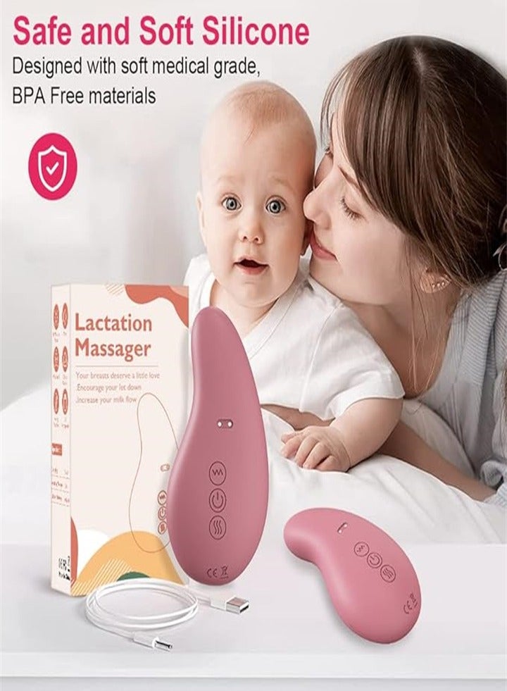 Generic Kneading massager, heating function, real massage, relieve milk duct blockage, heating massager, convenient for baby feeding, improve secretion circulation (rose pink)  - Image 1
