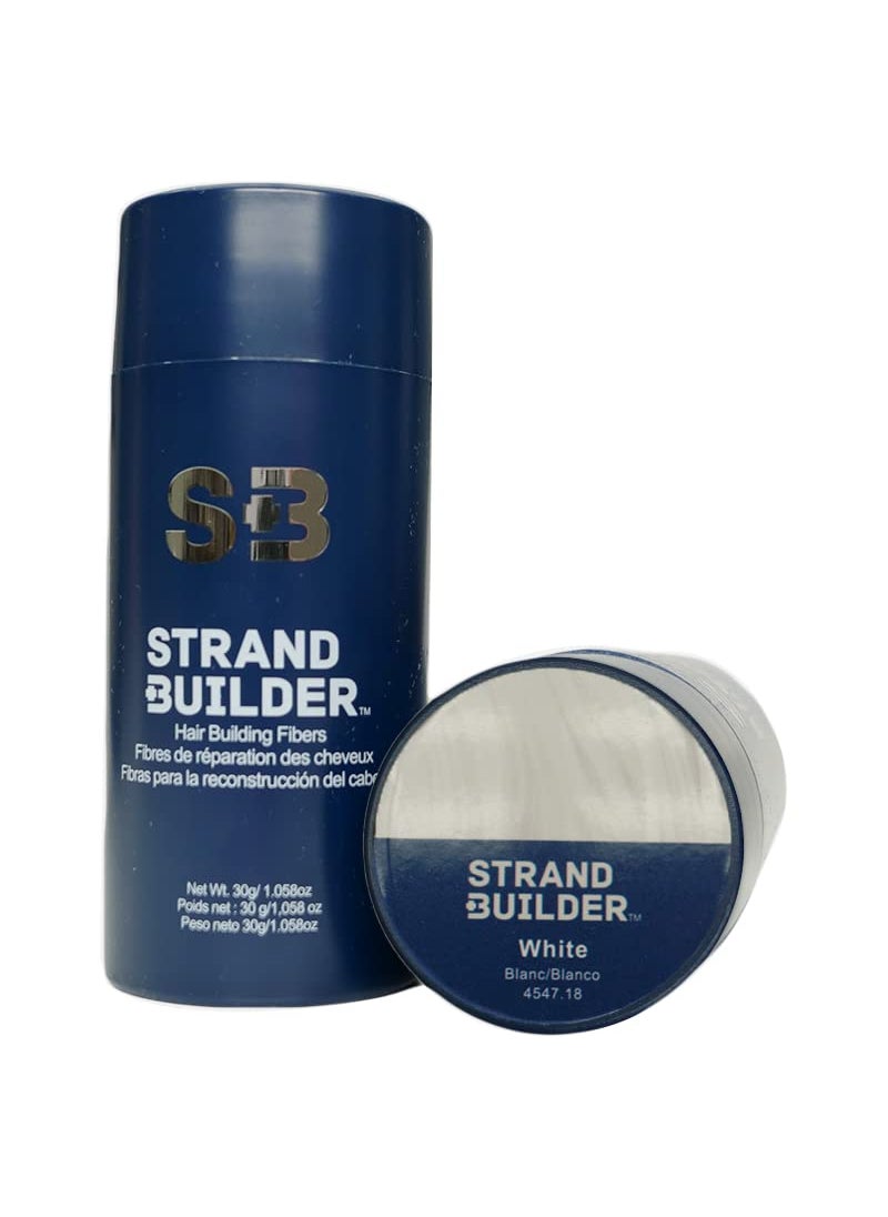 Strand Builder - Hair Fibers for Thinning Hair and Hair Loss, Natural Keratin Hair Building Fibers, Undetectable Hair Thickener for Men or Women, 30g/1.06oz (White) - Image 1