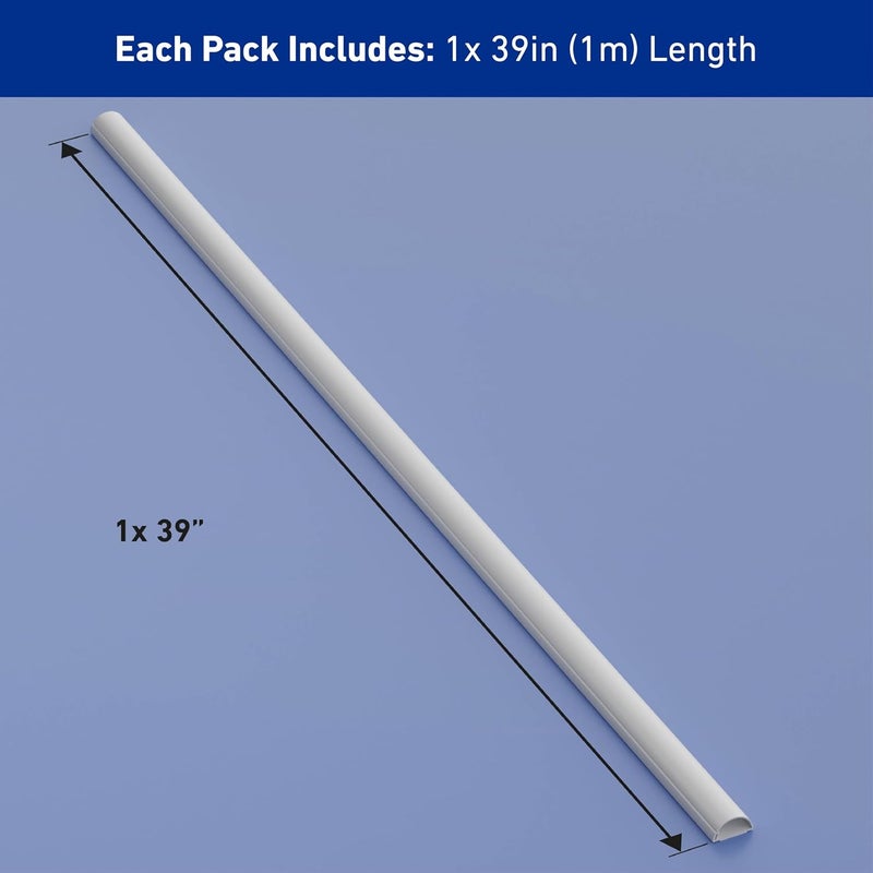 D-Line Cable Raceway On-Wall Cord Cover | 1D3015W | Surface Mount Electrical Channel to Hide and Conceal Cords, Cables, and Wires | White, Paintable - Image 4