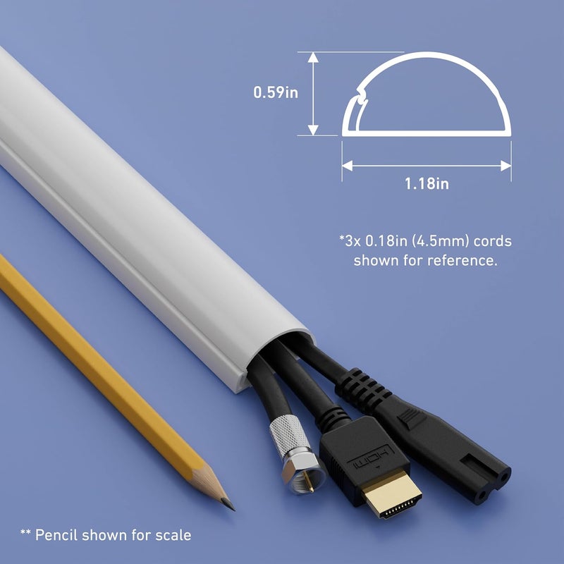 D-Line Cable Raceway On-Wall Cord Cover | 1D3015W | Surface Mount Electrical Channel to Hide and Conceal Cords, Cables, and Wires | White, Paintable - Image 3