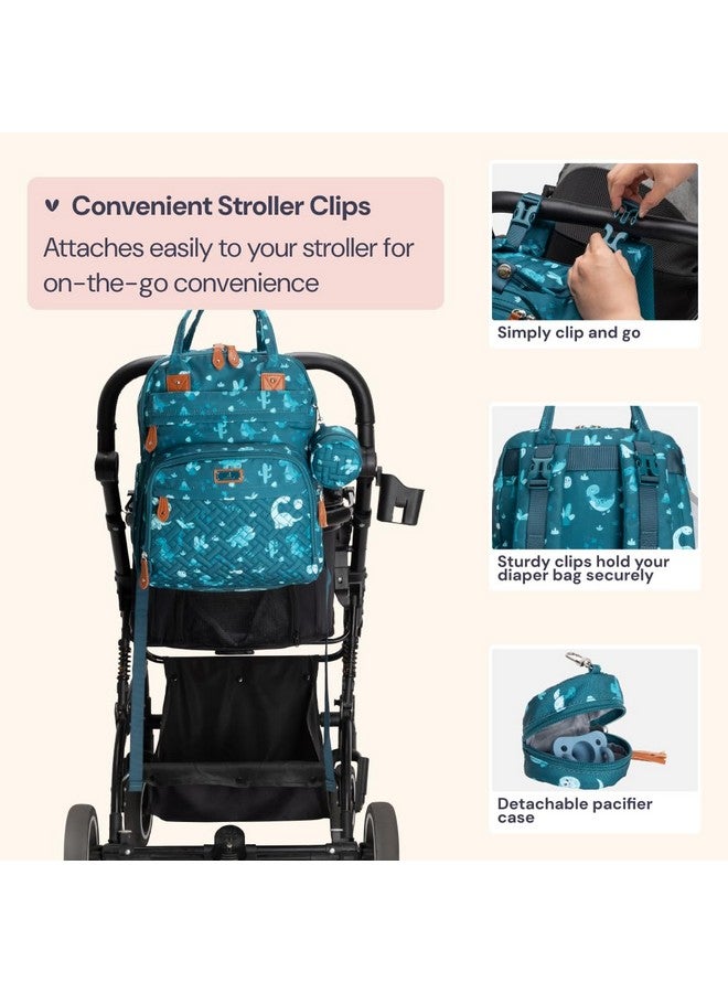 BabbleRoo Diaper Bag Backpack - Baby Essentials, Travel Essentials Baby Bag with Changing Pad, Stroller Straps & Pacifier Case - Unisex, Dino - Image 4