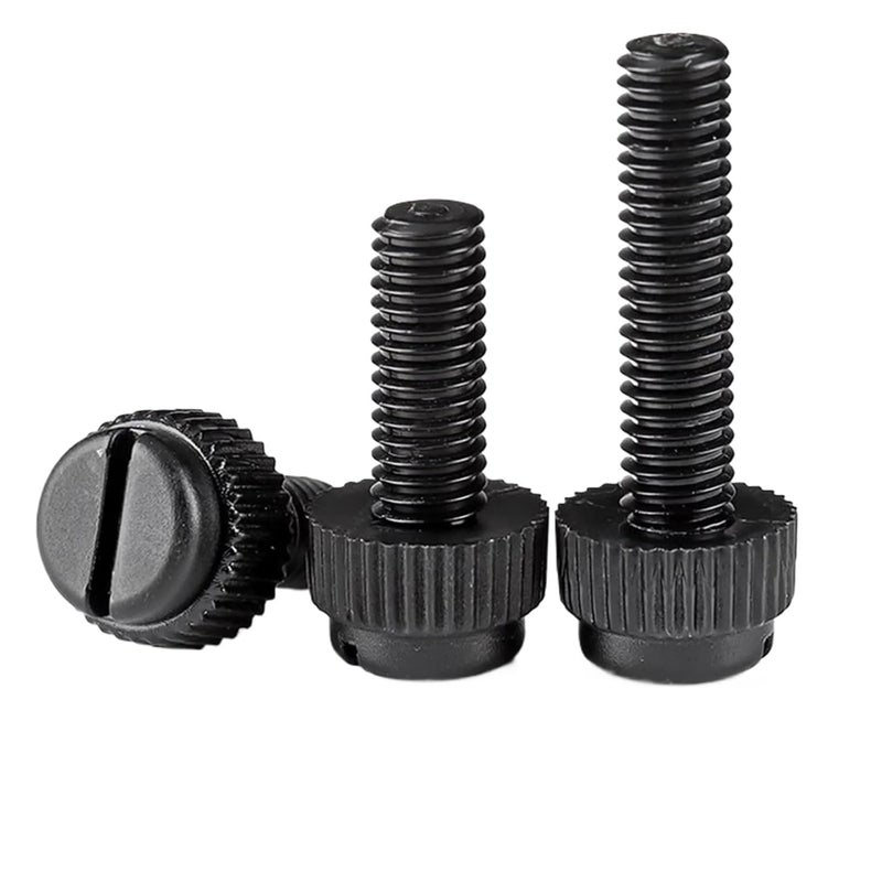 Knurled Thumbscrew Acrylic Clear Transparent Nylon PA66 Plastic Knurl Slotted Head Toolless Thumb Bolt(Black,200pcs M4x6) - Image 1