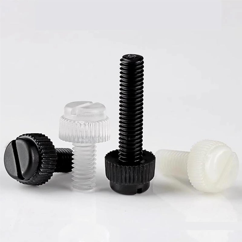 Knurled Thumbscrew Acrylic Clear Transparent Nylon PA66 Plastic Knurl Slotted Head Toolless Thumb Bolt(Black,200pcs M4x6) - Image 3