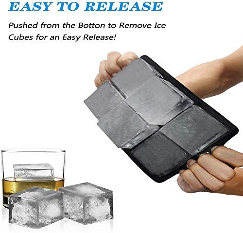 SEMITO SEMITO Silicone Ice Cube Tray Large Square Ice Maker Easy Release Large Size 2 Cubes BPAFree Ice Trays of 6 Cavities SpillResistant Ice Cube Mold for Whiskey Spirits Cocktail Drinks - Image 2