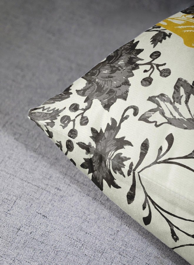 Emvency Set of 2 Floral Throw Pillow Cover Square Size 18x18 Inches Yellow Gray Vintage Bird Ivory Trendy Lumbar Decorative Pillowcase with Hidden Zipper Decor Cushion Gift for Holiday Sofa Bed - Image 5
