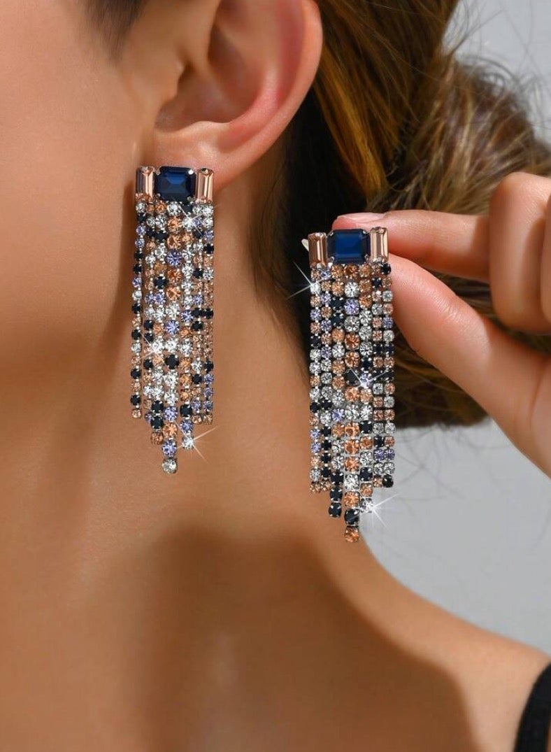 إيكوال حلق أذن نسائي طويل انيق وعصري مرصع بالزركون - Image 1