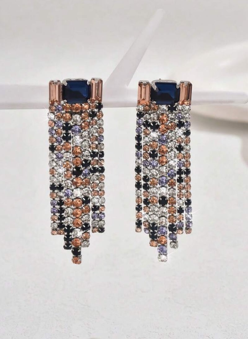 إيكوال حلق أذن نسائي طويل انيق وعصري مرصع بالزركون - Image 4