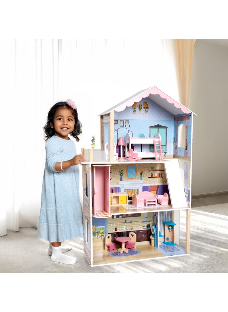 Little Learners Summer Villa Wooden Dollhouse - 80 Pcs  - Image 5