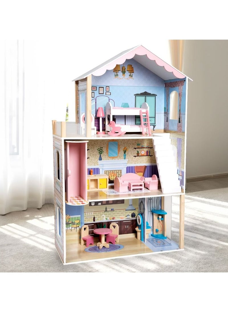 Little Learners Summer Villa Wooden Dollhouse - 80 Pcs  - Image 4