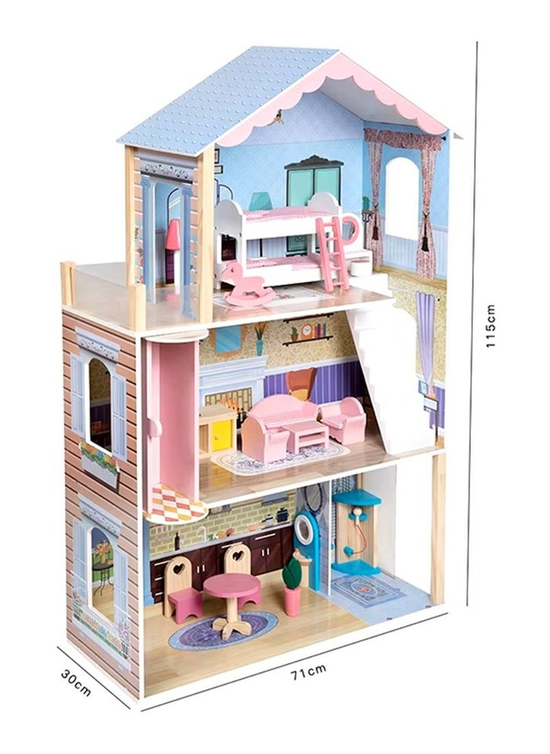 Little Learners Summer Villa Wooden Dollhouse - 80 Pcs  - Image 2