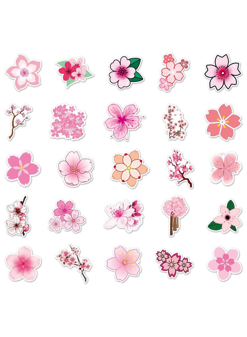 50Pcs Sakura Stickers Oriental Cherry Waterproof Vinyl Decals for Bike Water Bottles Laptop Bicycle Refrigerator Cup Luggage Computer Mobile Phone Skateboard Decor - Image 3