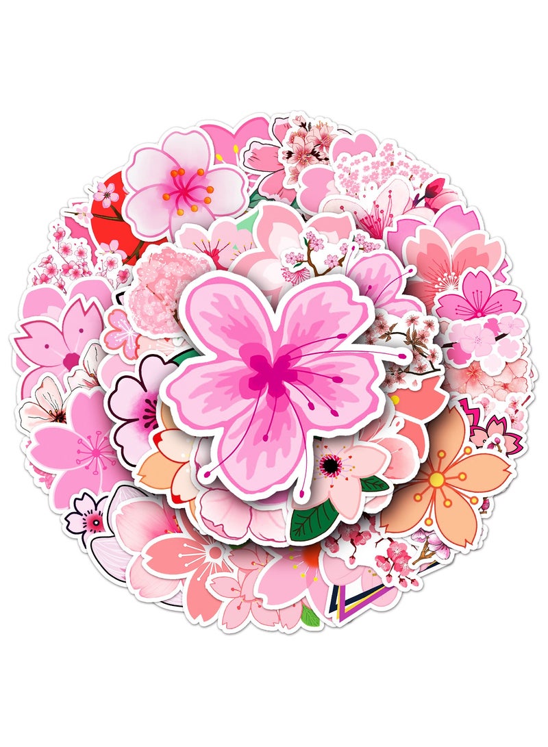 50Pcs Sakura Stickers Oriental Cherry Waterproof Vinyl Decals for Bike Water Bottles Laptop Bicycle Refrigerator Cup Luggage Computer Mobile Phone Skateboard Decor - Image 1