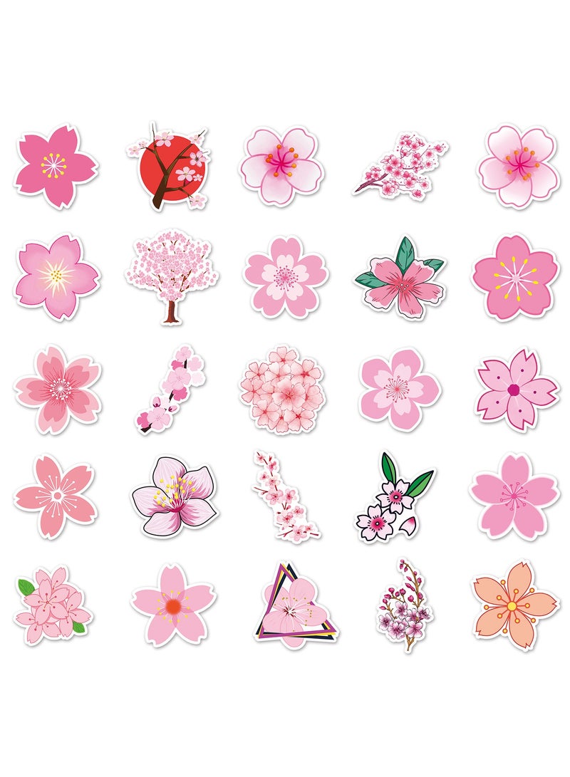 50Pcs Sakura Stickers Oriental Cherry Waterproof Vinyl Decals for Bike Water Bottles Laptop Bicycle Refrigerator Cup Luggage Computer Mobile Phone Skateboard Decor - Image 2