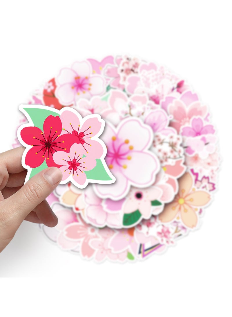 50Pcs Sakura Stickers Oriental Cherry Waterproof Vinyl Decals for Bike Water Bottles Laptop Bicycle Refrigerator Cup Luggage Computer Mobile Phone Skateboard Decor - Image 4