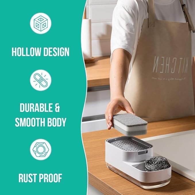 REDITEX Bathroom Accessories Dishwasher 3 in 1 Soap Dispenser for Liquid Holder Liquid Dispenser Pump with Sponge Holder Kitchen Sink Accessories Items, Small - Image 4