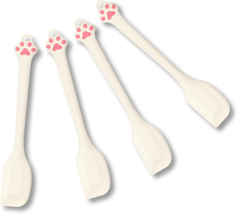 Siutco 4 Pieces Silicone Spatulas, 8.5 inch Small Rubber Spatula Heat Resistant-600℉ Seamless One Piece Design Non-Stick Flexible Scrapers Dishwasher Safe, for Mixing,Cooking,Baking (milky white) - Image 1