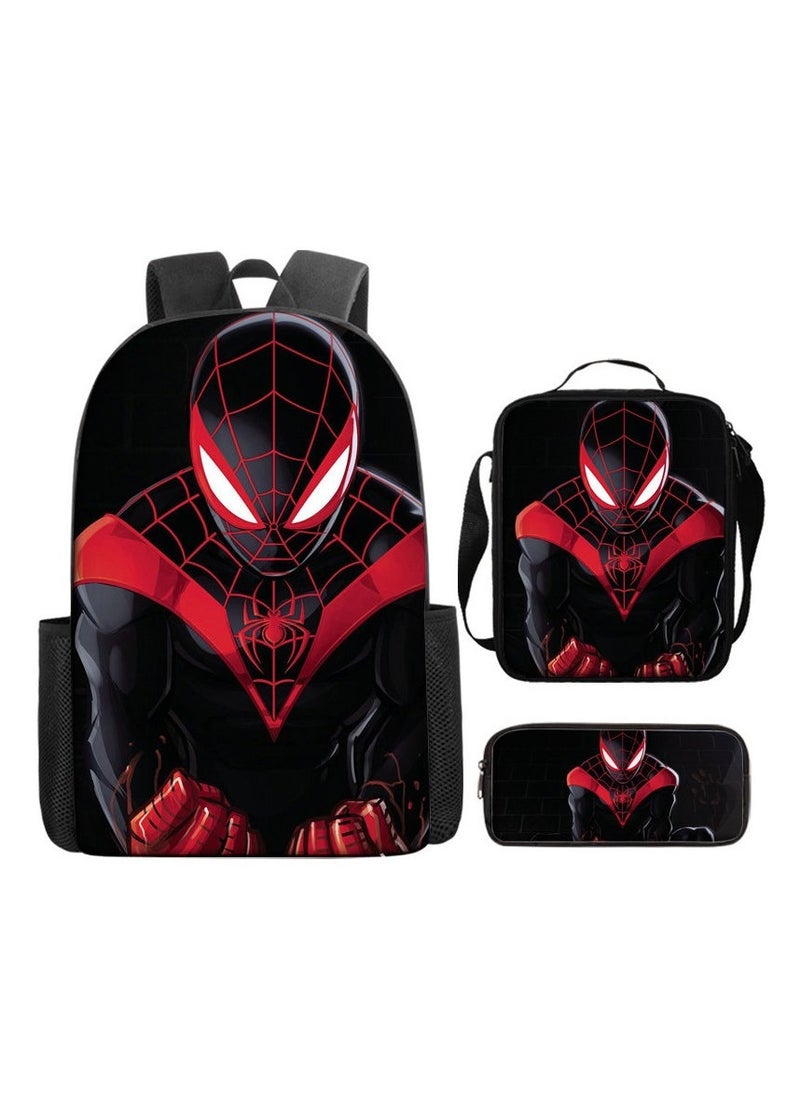 SKT Shiketro Marvel Spider-Man Cartoon Anime Student Schoolbag Backpack 29*16*42CM+ Shoulder Bag 19*6*23CM+ Pen Bag 24*7*11CM Three-piece Set - Image 1