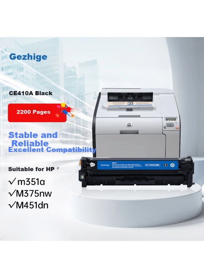 Gezhige Ce410a Black Toner Cartridge Cnh410bk, Compatible With Hp Pro300 M351a M375nw Pro400 M451dn 451dw M475dn, Hp 305a Toner Cartridge - Image 1