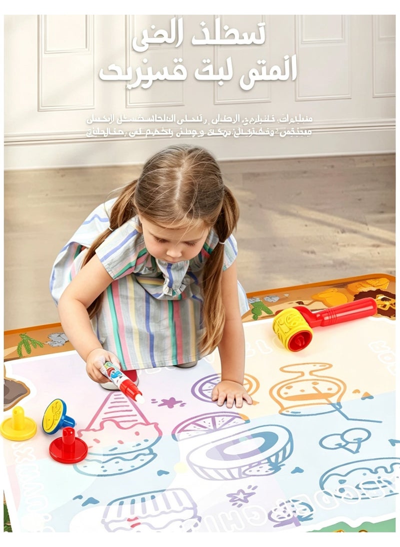 لوحة رسم ماء سحرية كبيرة قابلة لإعادة الاستخدام بموضوع الفضاء، مجموعة رسم للأطفال بدون أوساخ، لعبة تعليمية آمنة للمنزل والرحلات كهدية للأولاد والبنات - Image 3